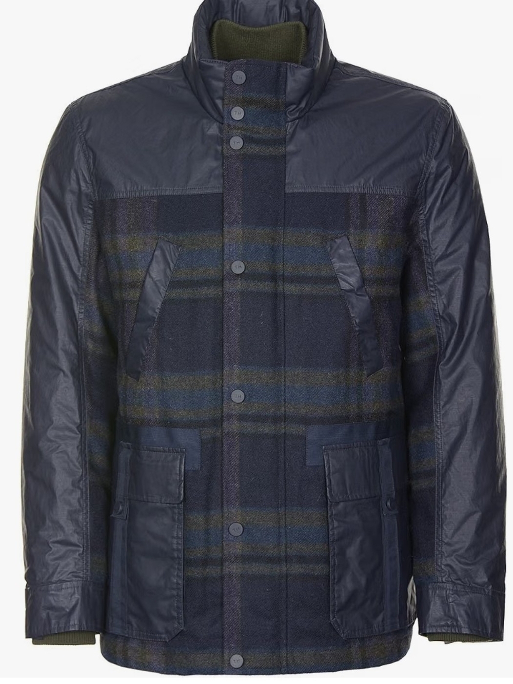 Tommy Hilfiger Tailored Wool Plaid Field Jacket Navy XL Zipper Issue